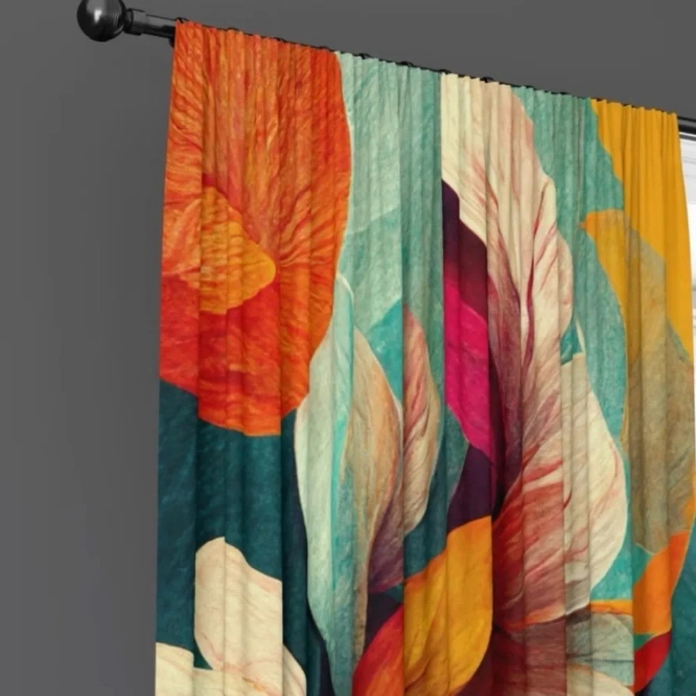 East Urban Home Mod Center Flower Curtains 2 Panels 40x82” New